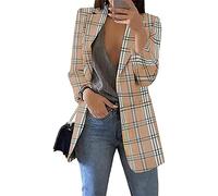 Soulolo Blazer Damen Elegant Damenjacke Longblazer Business Lang Jacke Slim Jacke Mantel Damen Cardigan Anzüge Bedruckter Anzug