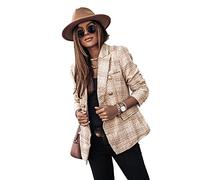 Soulolo Damen Blazer Cardigan Female Freizeit Business Jacke Elegant Lang Anzugjacke Casual Basic Businessjacke Mantel Coat für Damen