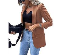 Soulolo Damen Blazer Elegant Damen Cardigan Freizeit Business Jacke Revers Büro Business Formal Blazer Slim Fit Langärmelig Outwear mit Reversknöpfen für Arbeit Büro Sakko