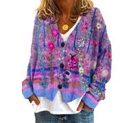 Soulolo Damen Cardigan V-Ausschnitt Damen Strickjacke mit Knöpfen Strickmantel Jacke Herbst Winter Strickpullover Lässige Mantel Top Lose