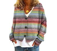 Soulolo Damen Cardigan V-Ausschnitt Damen Strickjacke mit Knöpfen Strickmantel Jacke Herbst Winter Strickpullover Lässige Mantel Top Lose