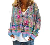 Soulolo Damen Cardigan V-Ausschnitt Damen Strickjacke mit Knöpfen Strickmantel Jacke Herbst Winter Strickpullover Lässige Mantel Top Lose