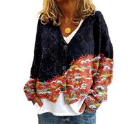 Soulolo Damen Cardigan V-Ausschnitt Damen Strickjacke mit Knöpfen Strickmantel Jacke Herbst Winter Strickpullover Lässige Mantel Top Lose