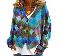 Soulolo Damen Cardigan V-Ausschnitt Damen Strickjacke mit Knöpfen Strickmantel Jacke Herbst Winter Strickpullover Lässige Mantel Top Lose