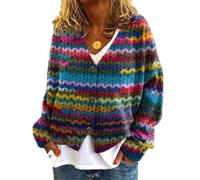 Soulolo Damen Cardigan V-Ausschnitt Damen Strickjacke mit Knöpfen Strickmantel Jacke Herbst Winter Strickpullover Lässige Mantel Top Lose