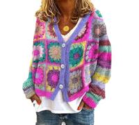 Soulolo Damen Cardigan V-Ausschnitt Damen Strickjacke mit Knöpfen Strickmantel Jacke Herbst Winter Strickpullover Lässige Mantel Top Lose