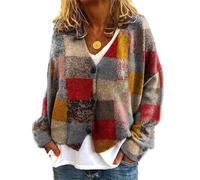 Soulolo Damen Cardigan V-Ausschnitt Damen Strickjacke mit Knöpfen Strickmantel Jacke Herbst Winter Strickpullover Lässige Mantel Top Lose