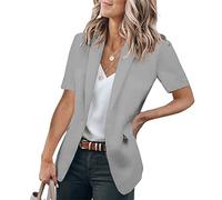 Soulolo Damen Kurzarm Blazer Elegant Slim Fit ärmelloser Langarm-Einfarbig Revers Jacke Mantel Anzüge Business Casual Outfits