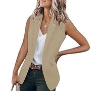 Soulolo Damen Kurzarm Blazer Elegant Slim Fit ärmelloser Langarm-Einfarbig Revers Jacke Mantel Anzüge Business Casual Outfits