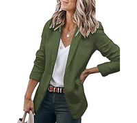 Soulolo Damen Kurzarm Blazer Elegant Slim Fit ärmelloser Langarm-Einfarbig Revers Jacke Mantel Anzüge Business Casual Outfits