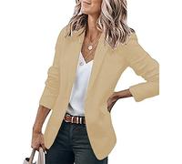 Soulolo Damen Kurzarm Blazer Elegant Slim Fit ärmelloser Langarm-Einfarbig Revers Jacke Mantel Anzüge Business Casual Outfits
