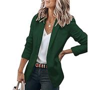 Soulolo Damen Kurzarm Blazer Elegant ärmelloser Blazer Slim Fit Langarm-Blazer Einfarbig Revers Jacke Mantel Anzüge Business Longblazer