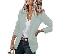 Soulolo Damen Kurzarm Blazer Elegant Slim Fit ärmelloser Langarm-Einfarbig Revers Jacke Mantel Anzüge Business Casual Outfits