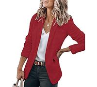 Soulolo Damen Kurzarm Blazer Elegant Slim Fit ärmelloser Langarm-Einfarbig Revers Jacke Mantel Anzüge Business Casual Outfits