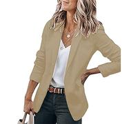 Soulolo Damen Kurzarm Blazer Elegant Slim Fit ärmelloser Langarm-Einfarbig Revers Jacke Mantel Anzüge Business Casual Outfits