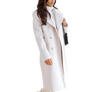 Soulolo Damen Lang Winterjacke Klassischem Wintercoat Revers Trenchcoat Zweireiher Wintermantel Übergangsjacke acke Herbst Winter