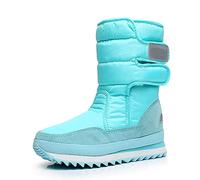 Soulolo Damen Schneestiefel Warme Gefüttert Winterschuhe Damen Winterstiefel Outdoor Wasserdicht Leichte Rutschfeste Wanderschuhe Rutschfest mit Klettverschluss Boots