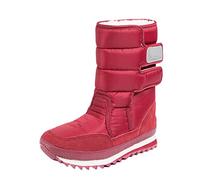 Soulolo Damen Schneestiefel Warme Gefüttert Winterschuhe Damen Winterstiefel Outdoor Wasserdicht Leichte Rutschfeste Wanderschuhe Rutschfest mit Klettverschluss Boots