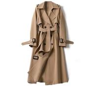 Soulolo Damen Trenchcoat Zweireiher Mantel Lang Umlegekragen Trenchcoat Einfarbig Damenmantel Windjacke Übergangsmantel mit Taschen mit Knöpfen Herbst Winter Jacke Outwear