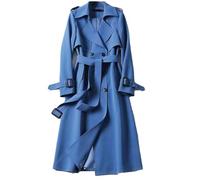 Soulolo Damen Trenchcoat Zweireiher Mantel Lang Umlegekragen Trenchcoat Einfarbig Damenmantel Windjacke Übergangsmantel mit Taschen mit Knöpfen Herbst Winter Jacke Outwear