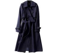 Soulolo Damen Trenchcoat Zweireiher Mantel Lang Umlegekragen Trenchcoat Einfarbig Damenmantel Windjacke Übergangsmantel mit Taschen mit Knöpfen Herbst Winter Jacke Outwear