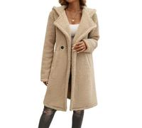 Soulolo Damen Warme Lang Herbst Mantel Damen Fleecejacke Fleece Mantel Jacke Trenchcoat Elegante Parka Coat Outwear Flauschig Fleece Revers mit Taschen Herbst Winter
