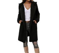 Soulolo Damen Warme Lang Herbst Mantel Damen Fleecejacke Fleece Mantel Jacke Trenchcoat Elegante Parka Coat Outwear Flauschig Fleece Revers mit Taschen Herbst Winter
