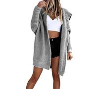 Soulolo Strickjacke Damen Grobstrick-Cardigan Lang Damen Cardigan Langarm Grobstrickjacke Strickmantel mit Kapuze Wintermäntel Longstrickjacke Outwear Elegant ÜBergangsjacke