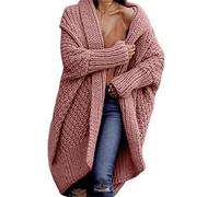 Soulolo Strickjacke Damen Grobstrick-Cardigan Lang Damen Cardigan Langarm Grobstrickjacke Strickmantel mit Kapuze Wintermäntel Longstrickjacke Outwear Elegant ÜBergangsjacke