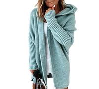Soulolo Strickjacke Damen Grobstrick-Cardigan Lang Damen Cardigan Langarm Grobstrickjacke Strickmantel mit Kapuze Wintermäntel Longstrickjacke Outwear Elegant ÜBergangsjacke