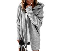 Soulolo Strickjacke Damen Grobstrick-Cardigan Lang Damen Cardigan Langarm Grobstrickjacke Strickmantel mit Kapuze Wintermäntel Longstrickjacke Outwear Elegant ÜBergangsjacke