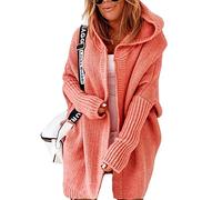 Soulolo Strickjacke Damen Grobstrick-Cardigan Lang Damen Cardigan Langarm Grobstrickjacke Strickmantel mit Kapuze Wintermäntel Longstrickjacke Outwear Elegant ÜBergangsjacke
