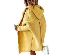 Soulolo Strickjacke Damen Grobstrick-Cardigan Lang Damen Cardigan Langarm Grobstrickjacke Strickmantel mit Kapuze Wintermäntel Longstrickjacke Outwear Elegant ÜBergangsjacke