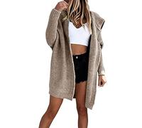 Soulolo Strickjacke Damen Grobstrick-Cardigan Lang Damen Cardigan Langarm Grobstrickjacke Strickmantel mit Kapuze Wintermäntel Longstrickjacke Outwear Elegant ÜBergangsjacke