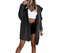 Soulolo Strickjacke Damen Grobstrick-Cardigan Lang Damen Cardigan Langarm Grobstrickjacke Strickmantel mit Kapuze Wintermäntel Longstrickjacke Outwear Elegant ÜBergangsjacke