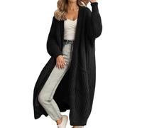 Soulolo Strickjacke Damen Langarm Grobstrick-Cardigan Strickcardigan Casual Herbst Winter Lang Strick Strickmantel mit Tasche