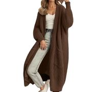 Soulolo Strickjacke Damen Langarm Grobstrick-Cardigan Strickcardigan Casual Herbst Winter Lang Strick Strickmantel mit Tasche