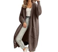 Soulolo Strickjacke Damen Langarm Grobstrick-Cardigan Strickcardigan Casual Herbst Winter Lang Strick Strickmantel mit Tasche