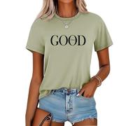 Soulolo Tshirt Damen Sommer Rundhals Female Tops Casual Oberteile Kurzarm Bluse Baumwolle Slim Fit T-Shirt Tee Tops