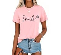 Soulolo Tshirt Damen Sommer Rundhals Female Tops Casual Oberteile Kurzarm Bluse Baumwolle Slim Fit T-Shirt Tee Tops