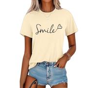 Soulolo Tshirt Damen Sommer Rundhals Female Tops Casual Oberteile Kurzarm Bluse Baumwolle Slim Fit T-Shirt Tee Tops