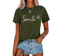 Soulolo Tshirt Damen Sommer Rundhals Female Tops Casual Oberteile Kurzarm Bluse Baumwolle Slim Fit T-Shirt Tee Tops