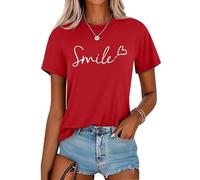 Soulolo Tshirt Damen Sommer Rundhals Female Tops Casual Oberteile Kurzarm Bluse Baumwolle Slim Fit T-Shirt Tee Tops