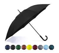 SoulRain 127 cm großer Stock-Regenschirm, winddicht, automatisch, offen, übergroßer J-Griff, Regenschirme für Männer und Frauen, unzerbrechlich, starker Reise-Golfschirm (schwarz)