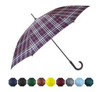 SoulRain Großer Stockschirm, winddicht, automatisches Öffnen, übergroßer J-Griff, unzerbrechlich, stark, Reise-Golfschirm, 127 cm, Marineblau / Rot kariert