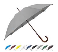 SoulRain Regenschirm mit klassischem Holzgriff, automatisches Öffnen, winddicht, transparent, unzerbrechlich, 121,9 cm, (Grau)