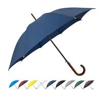SoulRain Regenschirm mit klassischem Holzgriff, automatisches Öffnen, winddicht, transparent, unzerbrechlich, 121,9 cm, (Marineblau)