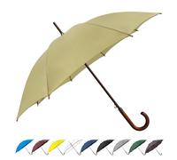 SoulRain Regenschirm mit klassischem Holzgriff, automatisches Öffnen, winddicht, transparent, unzerbrechlich, 121,9 cm, (Beige)