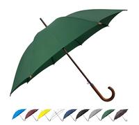 SoulRain Regenschirm mit klassischem Holzgriff, automatisches Öffnen, winddicht, transparent, unzerbrechlich, 121,9 cm, (Grün)
