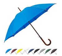 SoulRain Regenschirm mit klassischem Holzgriff, automatisches Öffnen, winddicht, transparent, unzerbrechlich, 121,9 cm, (Blauer Himmel)